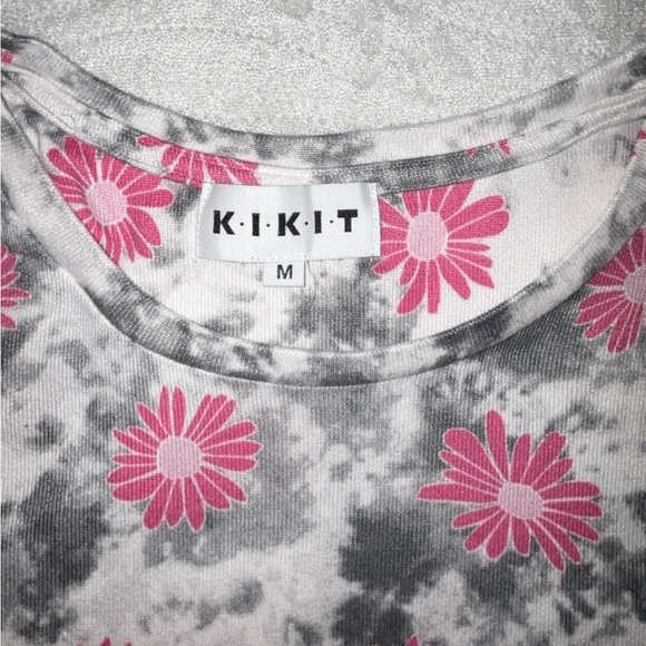 Kikit Flower Tie Dye Hippie BOHO Long Sleeve Crewneck Sweatshirt - Picture 2 of 6